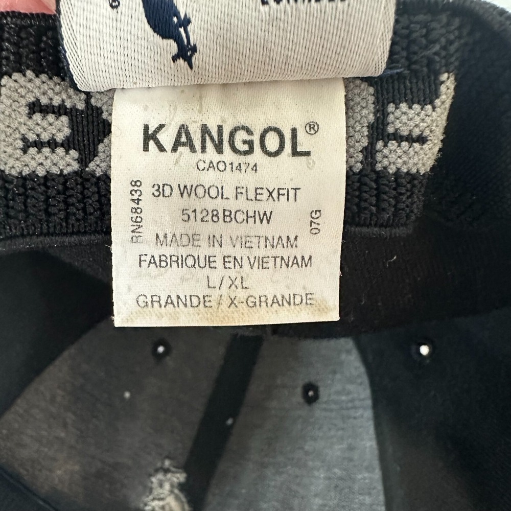 Kangol Baseball Hat Cap Unisex L/XL Wool Flexfit Stretch Black Embroidered Logo - Picture 2 of 11